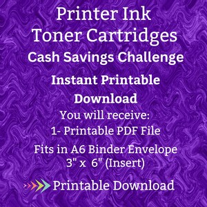 A6 Printer Toner Cartridge Savings Challenge Printable for Computer Laser Printer Ink for Home Office Money Saving Fund for Students Budget