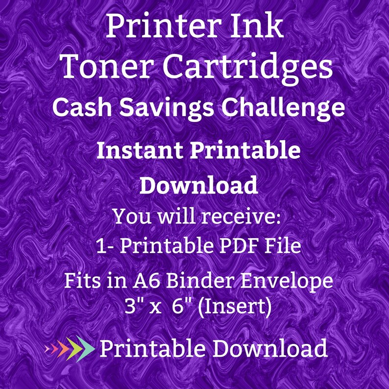 A6 Printer Toner Cartridge Savings Challenge Printable for Computer Laser Printer Ink for Home Office Money Saving Fund for Students Budget