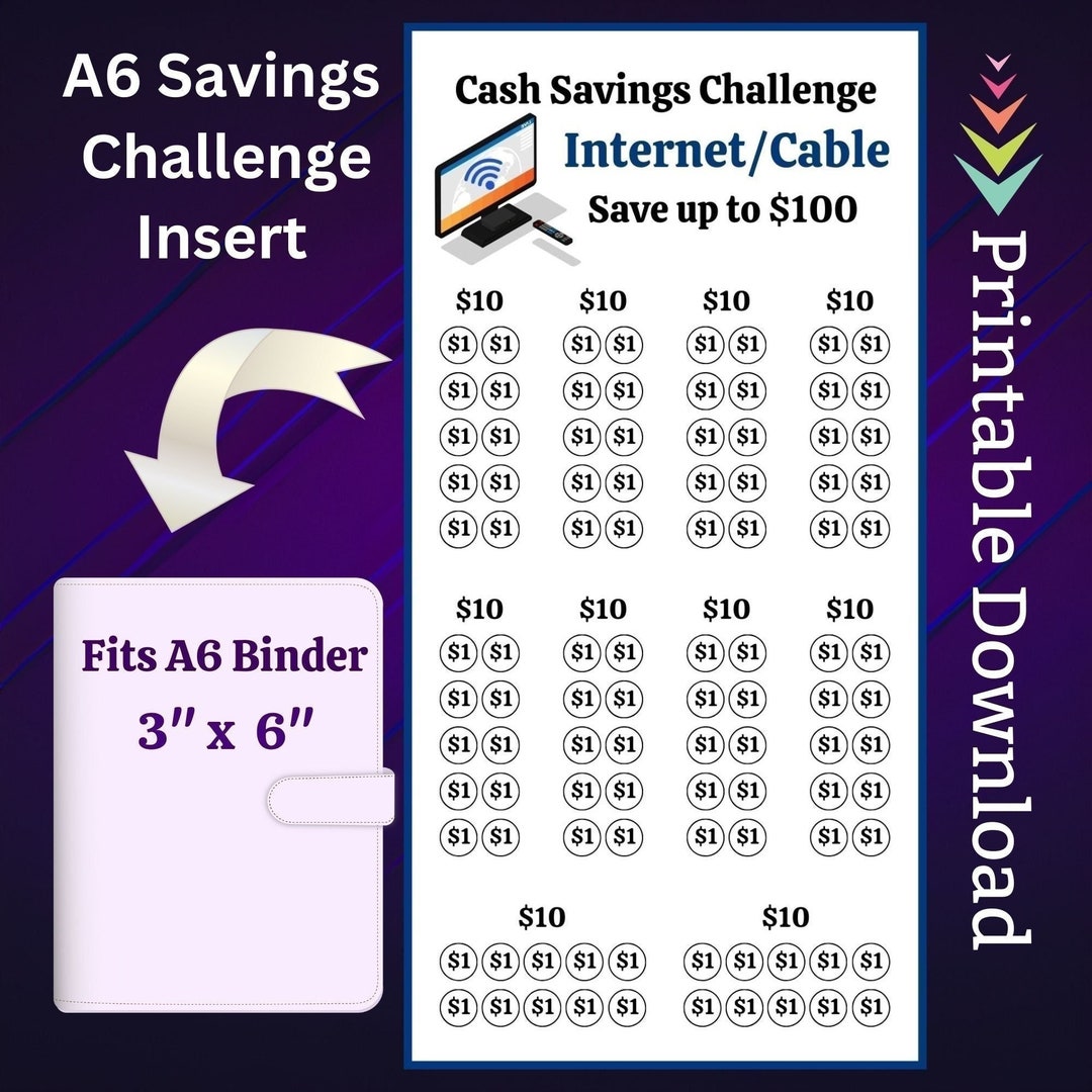 A6 Internet Cable Bill Savings Challenge Printable for Home Wi-fi ...