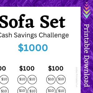 Furniture Saving Challenge Printable for Home Family Room for House Living Room for Relaxing Comfy Couch Sofa Set for Home Savings Budget