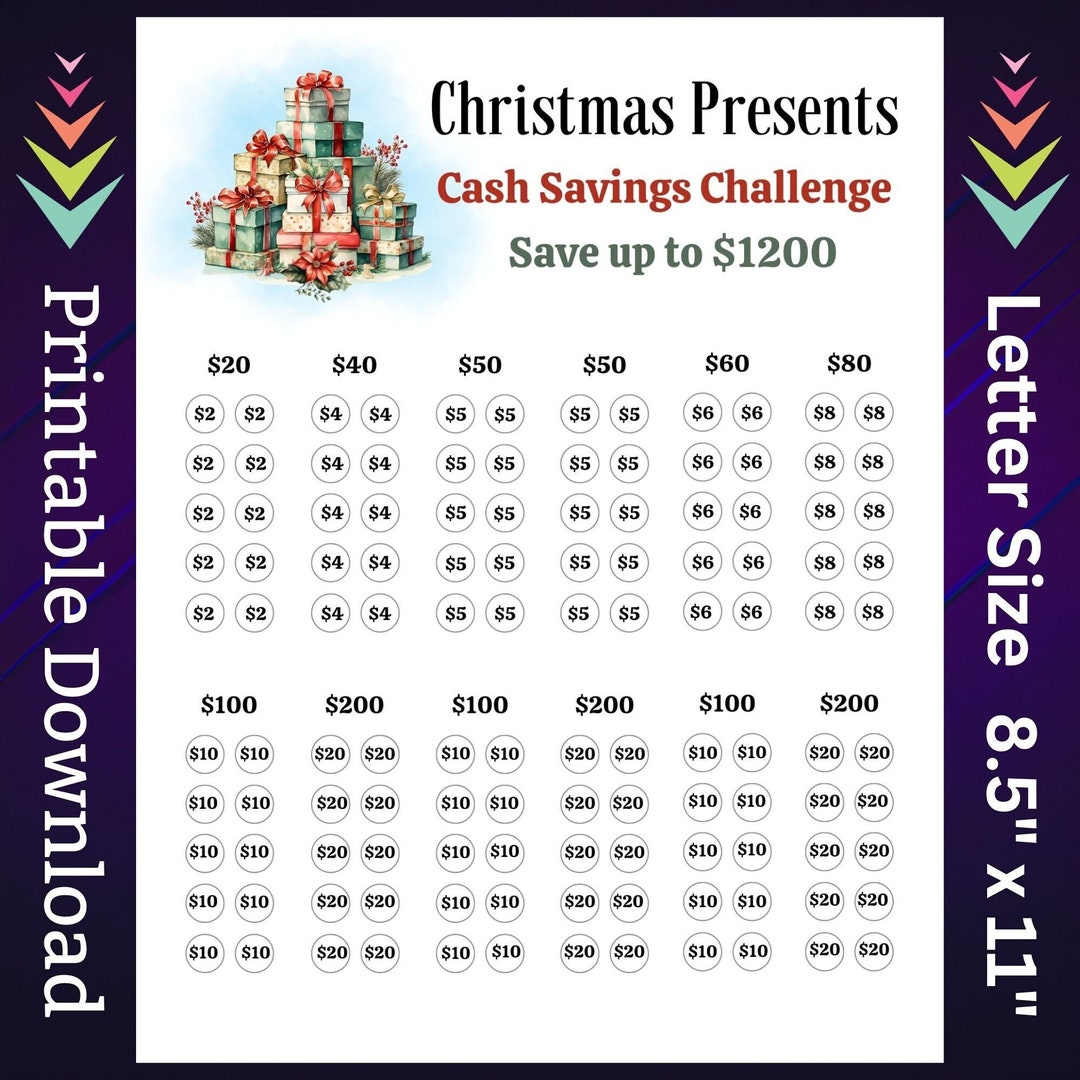 Christmas Presents Savings Challenge Printable Xmas Weekly Paycheck