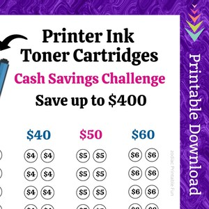 Printer Toner Cartridge Savings Challenge Printable for Computer Laser Printer Ink for Home Office Money Saving Fund for Students Budget