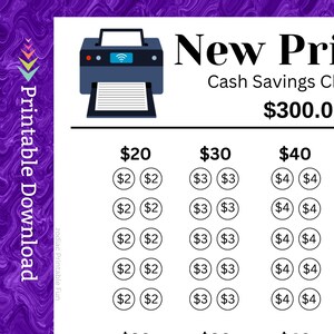 Computer Printer Cash Savings Challenge Printable for Home Office Printing for School Student