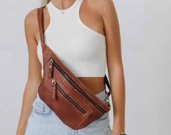 Leren heuptas dames, Leren riemtas groot, Leren heuptasje riemtas dames, Leren heuptasje sling bag, Leren heuptasje dames