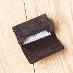 Leather business card holder for men, Leather business card case personalized, Business card holder for purse, Business card wallet image 2