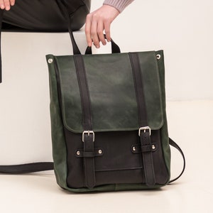 Zaino in pelle per donna, Zaino in pelle per laptop, Zaino da donna, Zaino da lavoro, Zaino in pelle con borsa, Zaino da città, Zaino minimalista