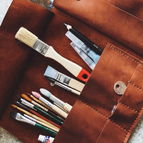 Paint Brush Case for Artist Leather Paint Brush Roll Etsy