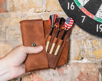 Estuche de cuero para dardos, Cartera de cuero para dardos, Cartera de dardos personalizada, Estuche para juego de dardos, Regalo para jugador de dardos, Soporte para juego de dardos, Regalo para jugador de dardos
