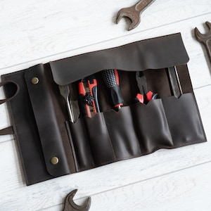Werkzeugrolle für Schraubenschlüssel, Leder Werkzeugrolle, Werkzeugtasche für Männer, Leder-Werkzeugtasche, Leder-Werkzeug-Aufbewahrung, Werkzeugrolle
