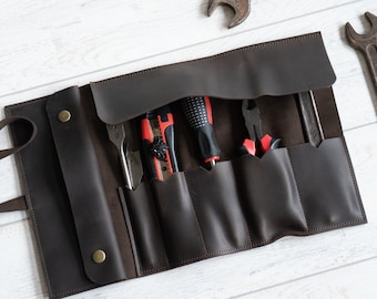 Tool roll for wrenches,Leather tool roll,Tool bag for men,Leather tool bag,Leather tool organizer,Leather tool storage,Tool roll bag