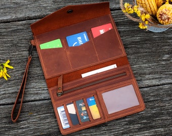 Cartera de mano de piel con correa, Cartera de mano para mujer, Cartera de mano de piel con monograma, Cartera de mano de piel con sobre, Cartera de mano personalizada