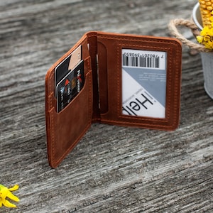 Cartera de cuero para hombre, Cartera minimalista para hombre, Tarjetero de cuero para hombre, Tarjetero personalizado, Tarjetero personalizado, Tarjetero plegable