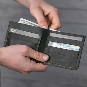Carteira masculina de couro, carteira personalizada masculina, carteira personalizada com duas dobras, carteira feita à mão para homens, carteira masculina com monograma, carteira para presente de aniversário