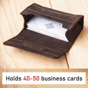 Leather business card holder for men, Leather business card case personalized, Business card holder for purse, Business card wallet image 1