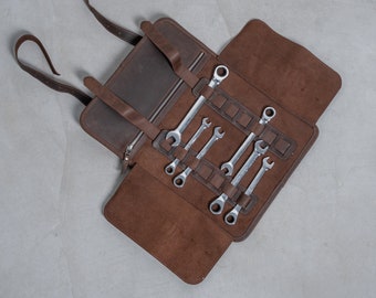 Estuche de herramientas de cuero para motocicleta, Estuche de herramientas de cuero, Estuche de herramientas personalizado, Organizador de estuches de herramientas, Estuche de llaves de cuero, Organizador de llaves