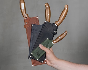 Funda de cuchillo de cuero, funda de cuchillo de chef, funda de cuchillo hecha a mano, funda de cuchillo de cuero, funda de cuchillo personalizada, regalos de chef para hombres, porta cuchillos