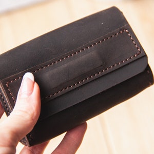Leather business card holder for men, Leather business card case personalized, Business card holder for purse, Business card wallet image 4