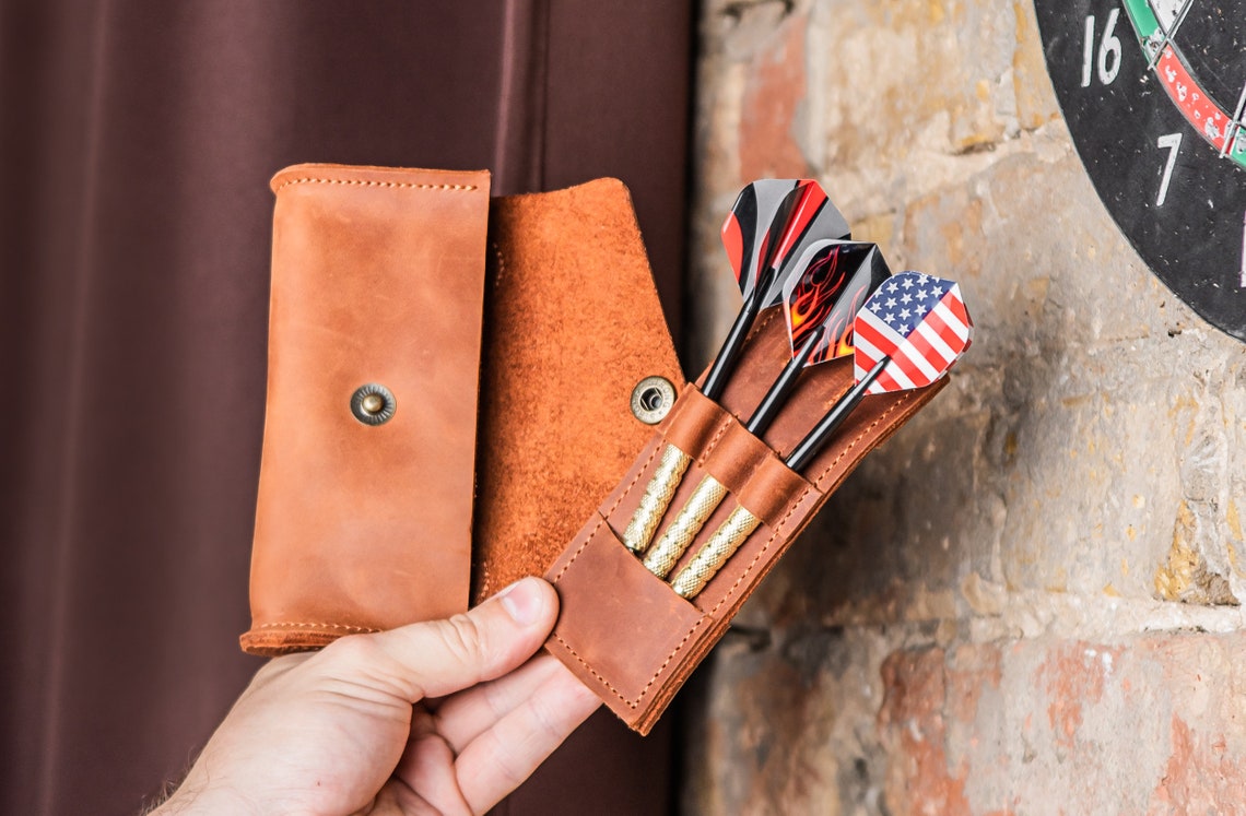 Leather Dart Caseleather Dart Walletpersonalized Dart Etsy