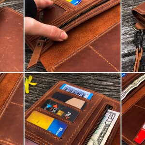 Cartera de mano con correa, Cartera de mano de piel, Cartera de mano de piel personalizada, Cartera de mano de piel, Cartera de piel imagen 10