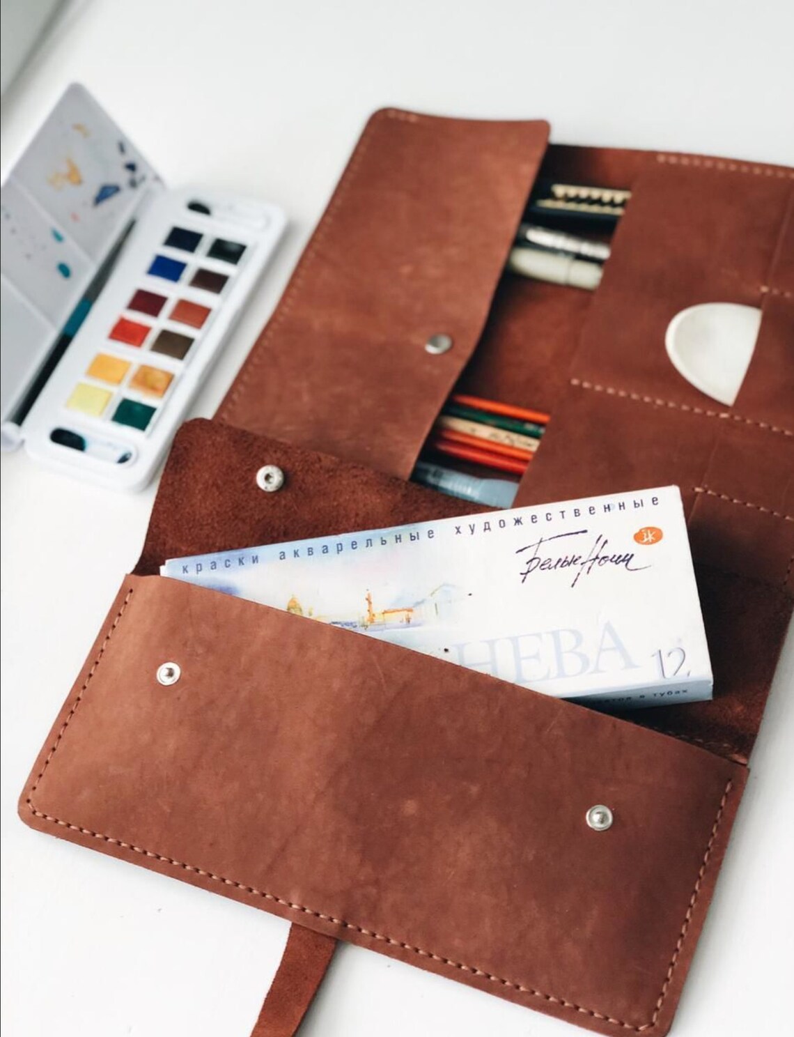 Leather Artist Rollpencil Roll Caseleather Brush Etsy UK