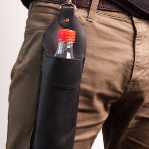 Leather bottle holder,Water bottle holder,Beer holder belt,Leather beer holder,Beer gifts for men,Leather drink holder,Water bottle carrier image 3