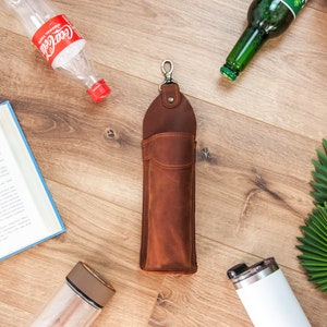 Leather bottle holder,Water bottle holder,Beer holder belt,Leather beer holder,Beer gifts for men,Leather drink holder,Water bottle carrier image 6