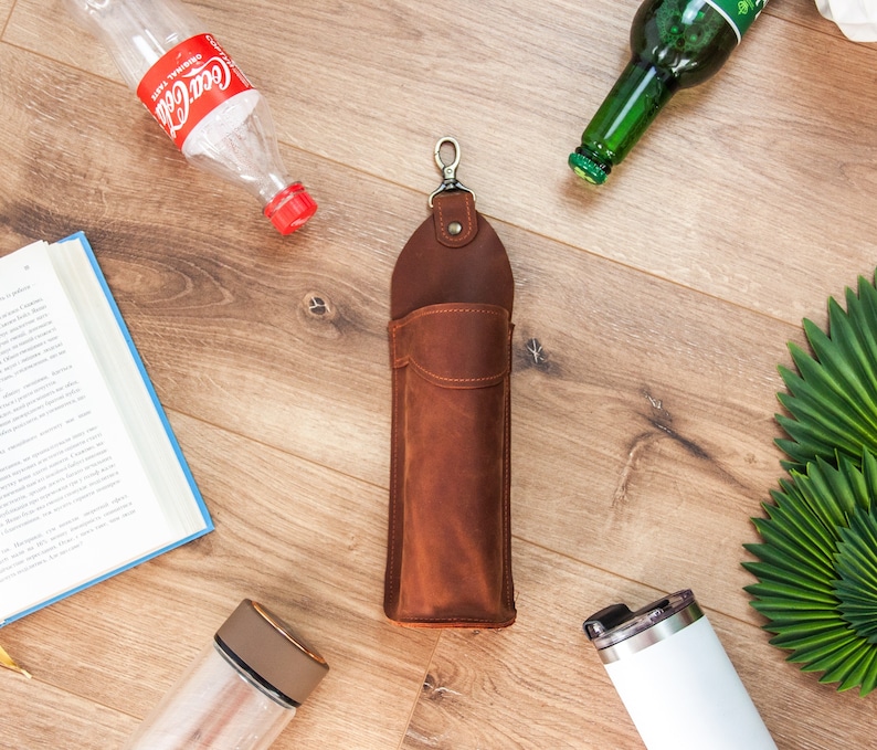 Leather bottle holder,Water bottle holder,Beer holder belt,Leather beer holder,Beer gifts for men,Leather drink holder,Water bottle carrier image 6