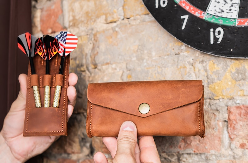 Leather Dart Caseleather Dart Walletpersonalized Dart Etsy