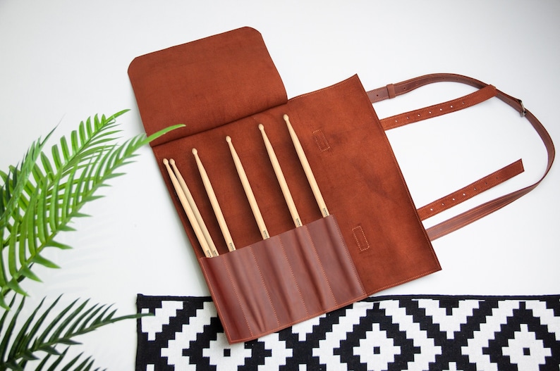 Leather drumstick bag,Drum stick bag,Drum stick case,Personalized drum stick bag,Gift for drummer,Leather drumstick holder image 1