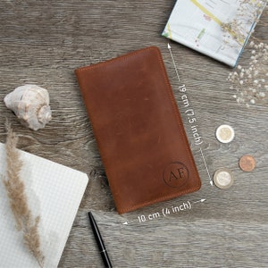 Personalized long leather wallet,Women's engraved wallet,Unisex long wallet,Custom wallet women,Leather tall wallet,Long wallet women image 3