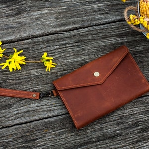 Cartera de mano con correa, Cartera de mano de piel, Cartera de mano de piel personalizada, Cartera de mano de piel, Cartera de piel imagen 2