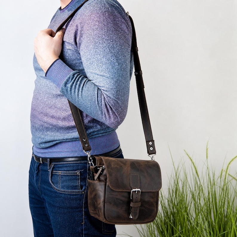 Leather camera bag men, Leather camera bag small, Leather camera bag DSLR, Sony camera bag, Canon camera bag, Leather camera bag purse image 17