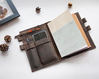 Midori travelers notebook cover, Midori a5 leather cover, Midori cover with pocket, A4 midori planner cover, Midori a6 cover