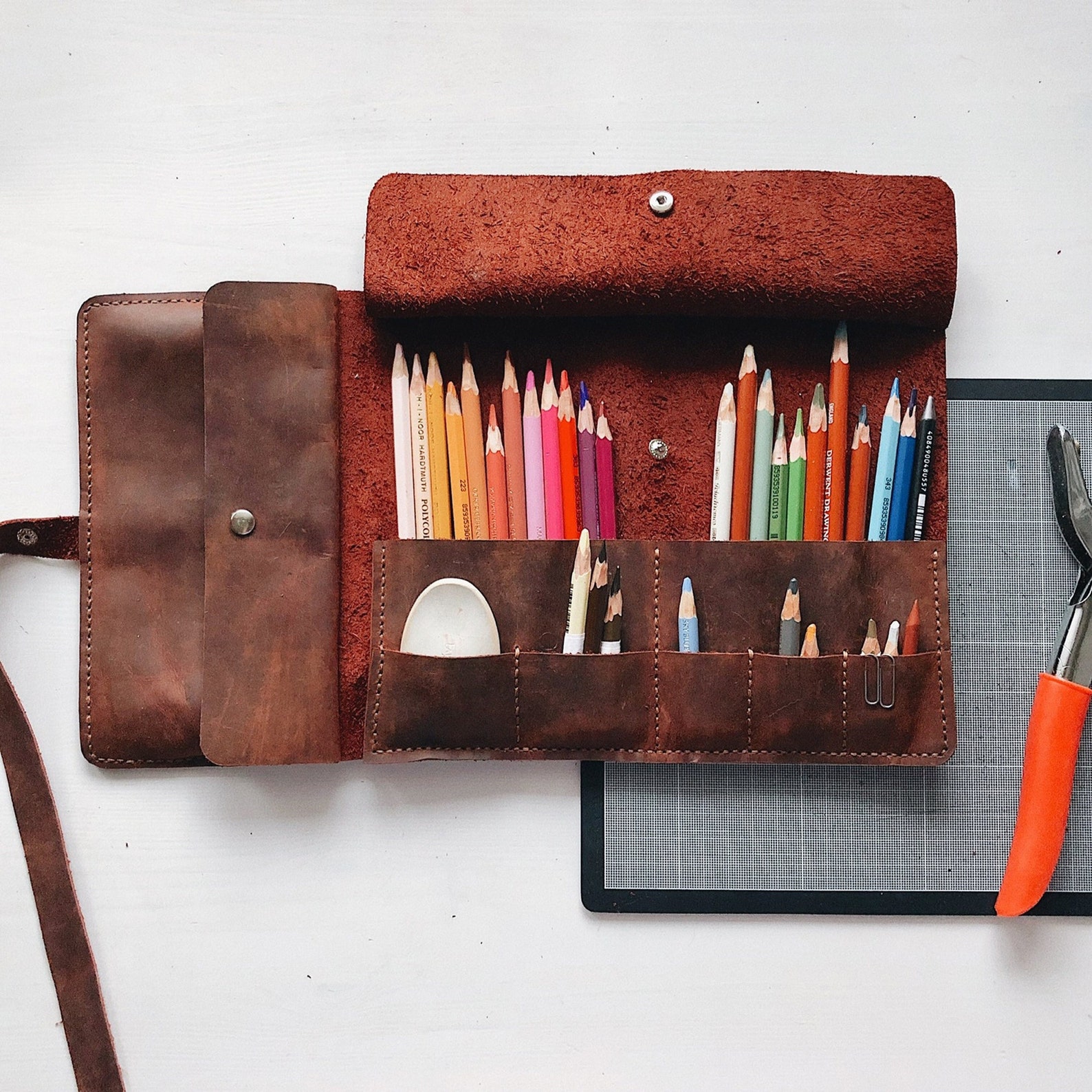 Leather Artist Rollpencil Roll Caseleather Brush Etsy UK