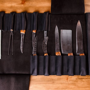 Leather knife case,Chef knife bag,Leather chef roll,Knife storage roll,Leather knife bag,Leather knife holder,Gifts for chefs