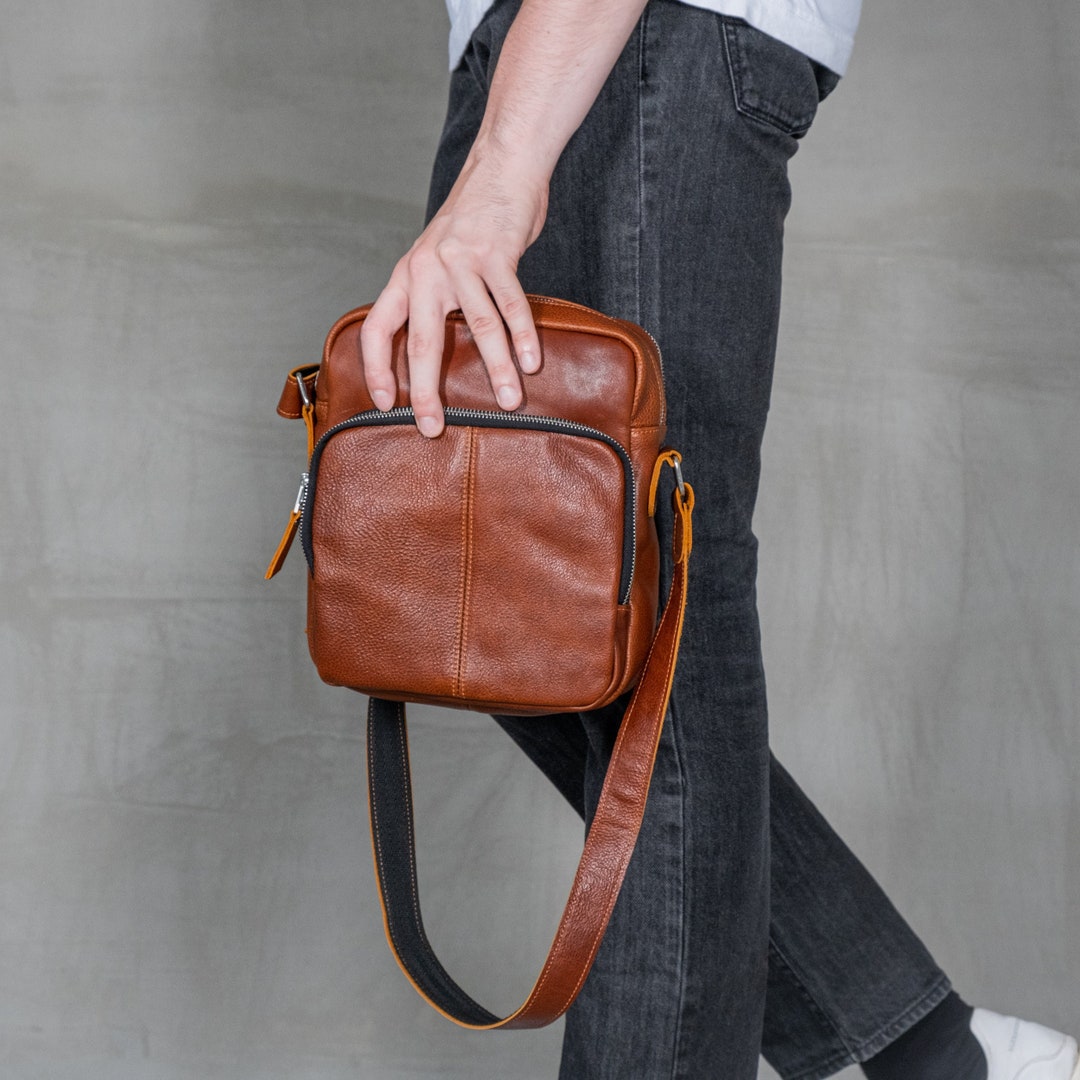 Leather Crossbody Bag Men, Small Shoulder Bag Man, Small Messenger Bag