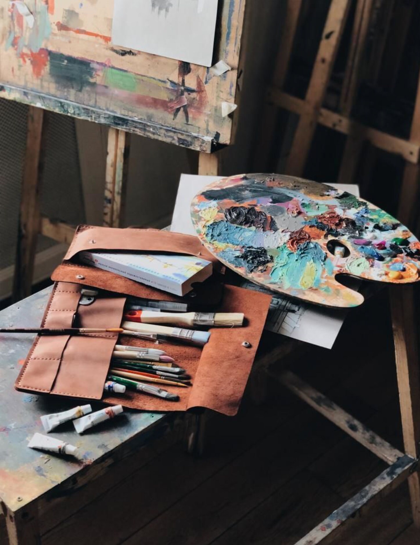 Leather Artist Rollpencil Roll Caseleather Brush Etsy UK