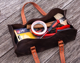 Leather tool tote bag, Leather tool bag for men, Large tool bag with name, Personalized tool bag, Custom tool bag, Handmade tools bag