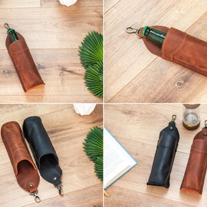 Leather bottle holder,Water bottle holder,Beer holder belt,Leather beer holder,Beer gifts for men,Leather drink holder,Water bottle carrier image 10