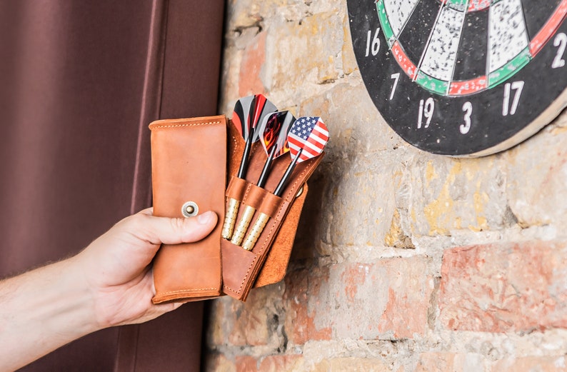 Leather Dart Caseleather Dart Walletpersonalized Dart Etsy