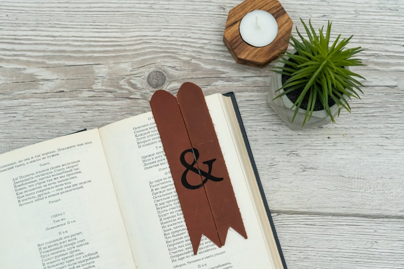 Leather bookmark personalized,3rd anniversary bookmark,Leather anniversary bookmark,Custom quote bookmark,Book lover Christmas gift image 2