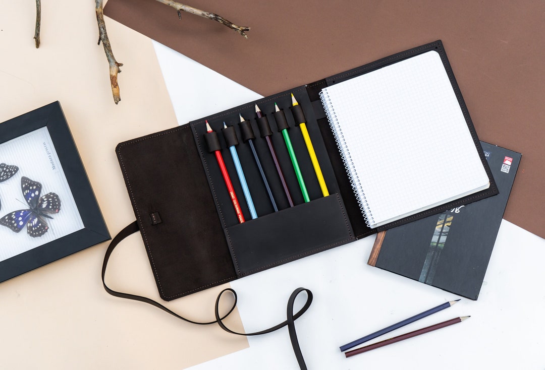 Leather Sketchbook Cover,sketchbook With Pencil Holder,sketch Journal ...