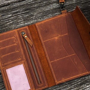 Cartera de mano con correa, Cartera de mano de piel, Cartera de mano de piel personalizada, Cartera de mano de piel, Cartera de piel imagen 7