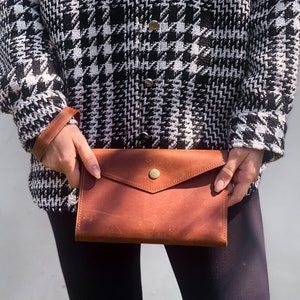 Cartera de mano con correa, Cartera de mano de piel, Cartera de mano de piel personalizada, Cartera de mano de piel, Cartera de piel imagen 8