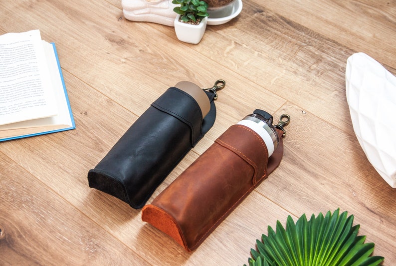 Leather bottle holder,Water bottle holder,Beer holder belt,Leather beer holder,Beer gifts for men,Leather drink holder,Water bottle carrier image 7