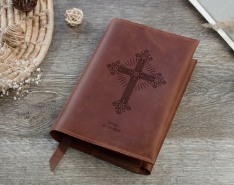 Couverture de Bible en cuir pour hommes, couverture de Bible en cuir personnalisée, couverture de Bible reliée en cuir, couverture de livre de Bible en cuir, étui de Bible en cuir pour homme