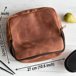 Leather lunch box, Leather lunch bag for men, Large lunch box, Custom lunch box, Leather lunch tote, Personalized lunch box insulated image 2