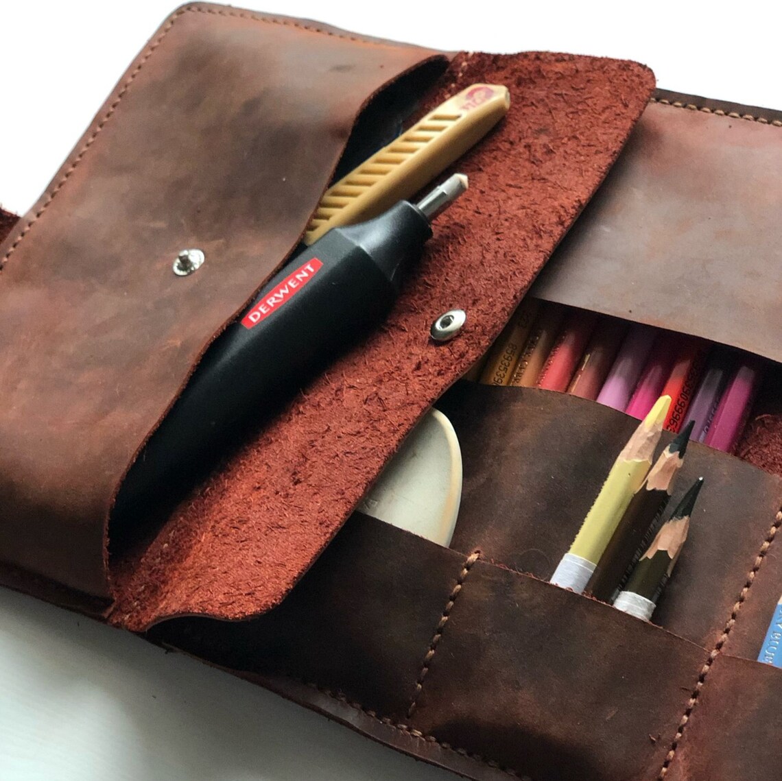 Leather Artist Rollpencil Roll Caseleather Brush Etsy UK