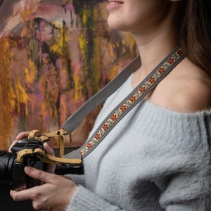 Leather ornament camera strap personalized,Camera strap with name,Leather camera accessories,Leather camera holder,Photographer gift women