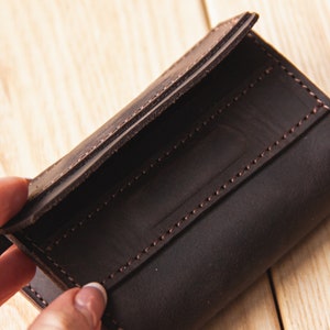 Leather business card holder for men, Leather business card case personalized, Business card holder for purse, Business card wallet image 9